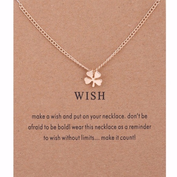 ⚡️2 for $15 Dainty Clover Wish Gold Tone Necklace - Picture 2 of 4